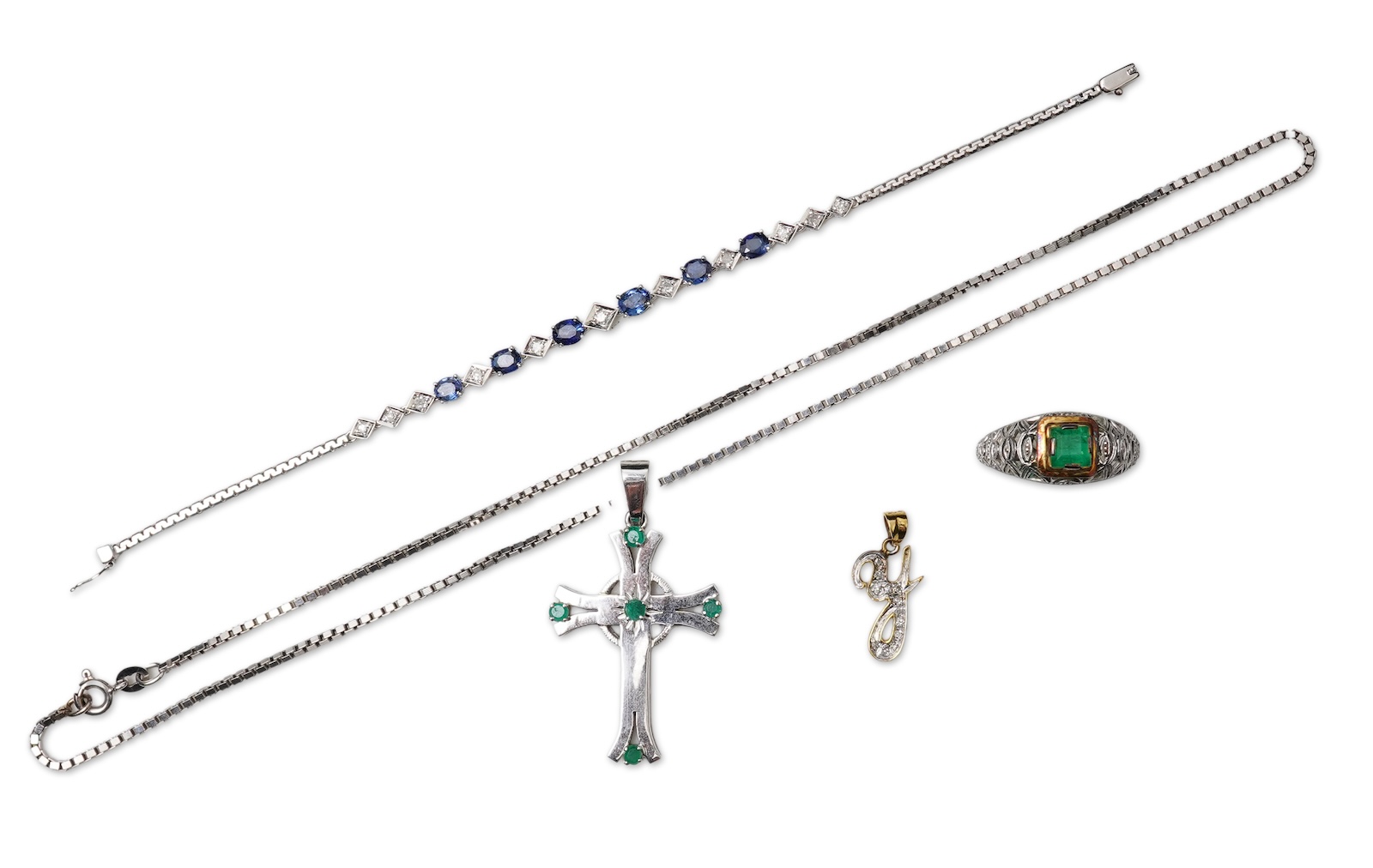 A group of gem-set and diamond jewels